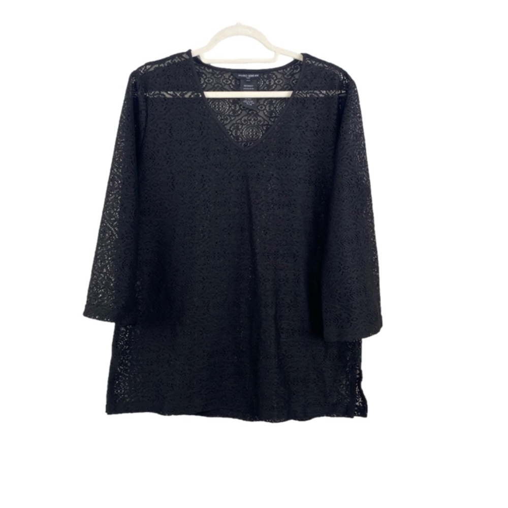 MARIO Serrani mesh swim suit coverup top size Medium black